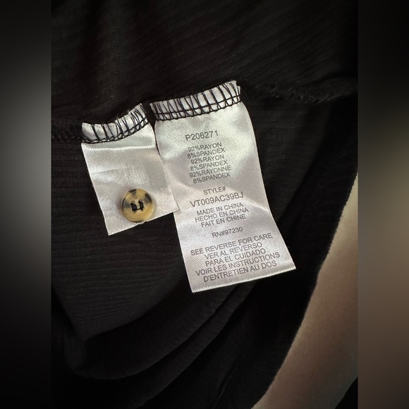 Steve Madden Ribbed Ruched Button Down Long Sleeve Top Black Size M - Picture 7 of 8